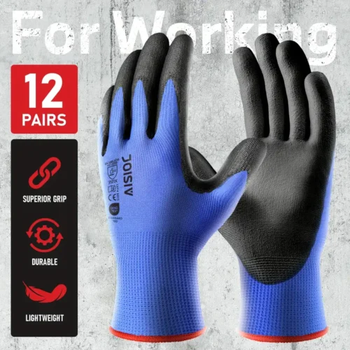 12 Pairs PU Work Gloves - Nitrile Coated