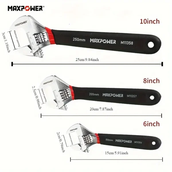 3pcs MAXPOWER Adjustable Wrench Set