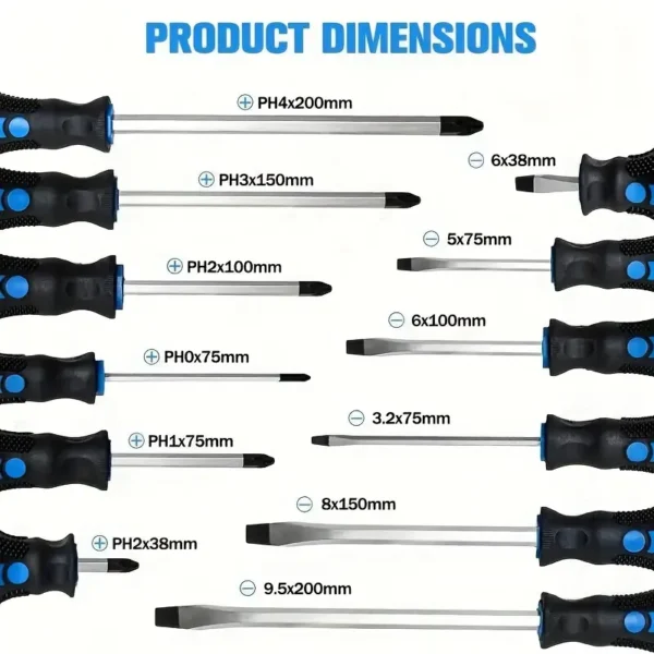 12pcs Heavy Duty Screwdriver Set